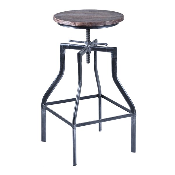 Armen Living Concord Adjustable Barstool in Industrial Gray Finish with Pine Wood Seat LCCOSTSBPI - main
